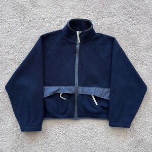 Nike Sportswear High-Pile Sherpa Jacket Womens S Blue Cropped FQ6256-410